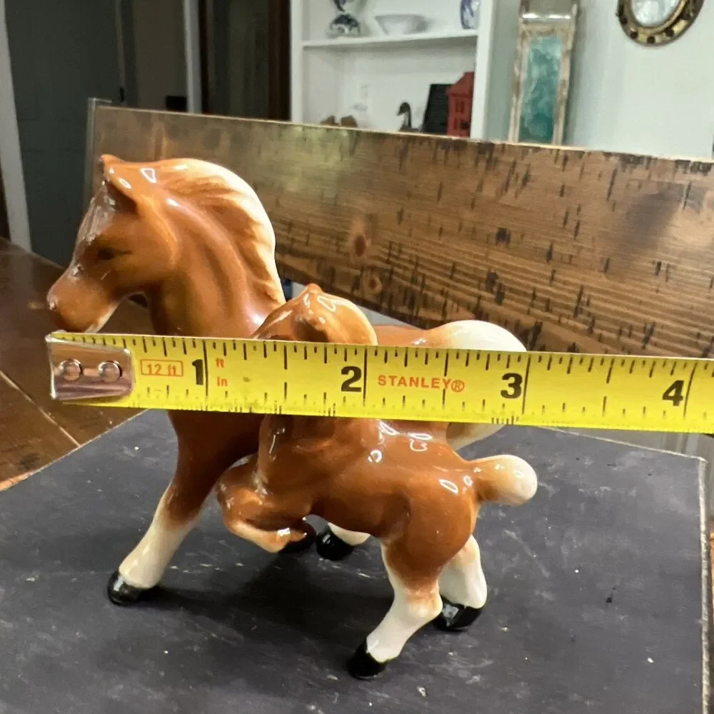 VTG Porcelain Western Mother Mare Horse & Foal FigurineSet of 2 Japan
